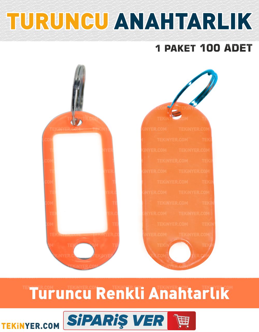 100 Adet Turuncu Renkli Plastik Anahtarlık